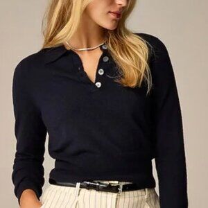 Featherweight cashmere-blend long-sleeve polo shirt Size M
